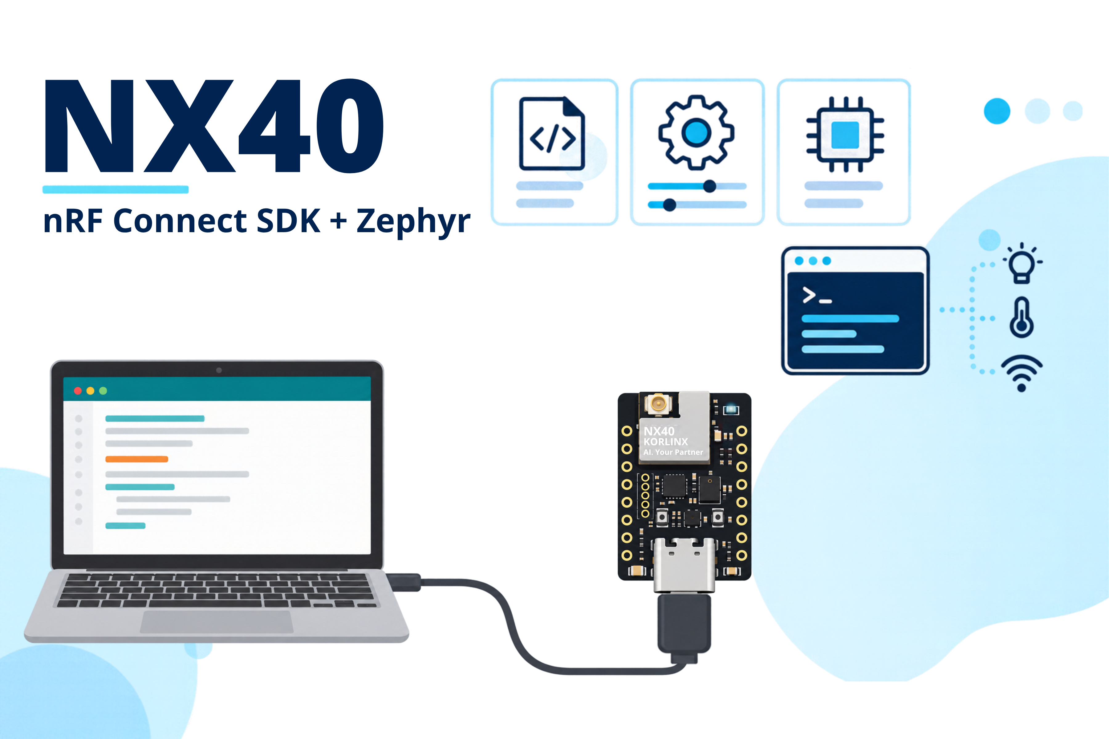 NX40 nRF Connect SDK and Zephyr platform illustration