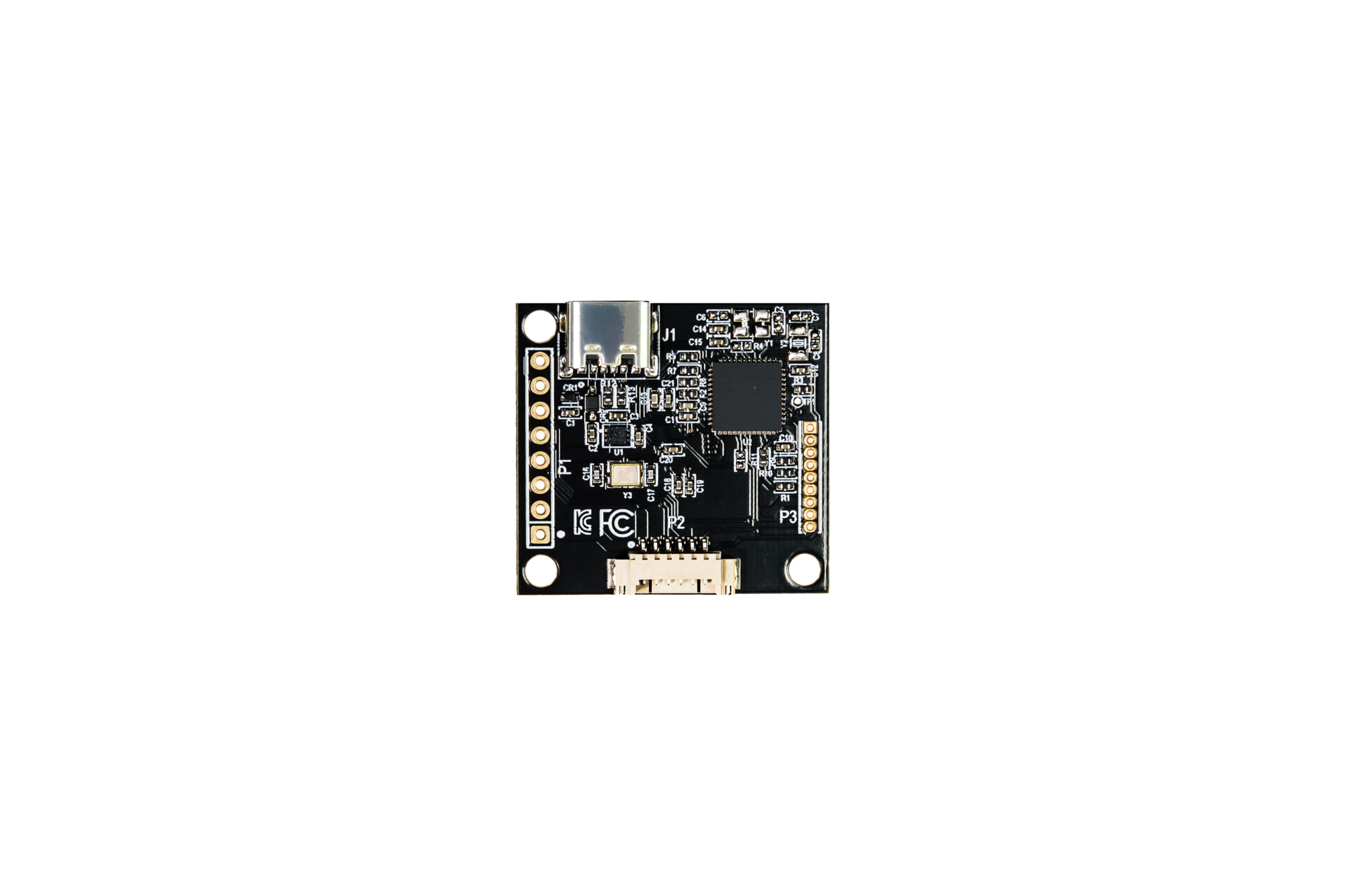 AS-614 production board component side with USB-C and board connectors